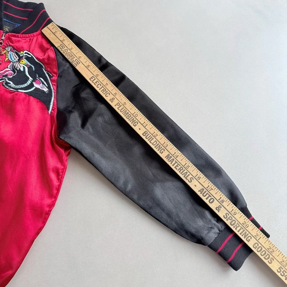Christian Audigier Kids Y2K Panther Satin Bomber Jacket Boys 5/6 (Fits Like 8)